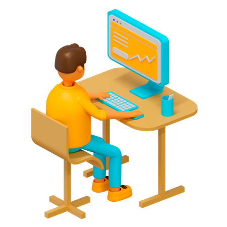 A person working at a desk